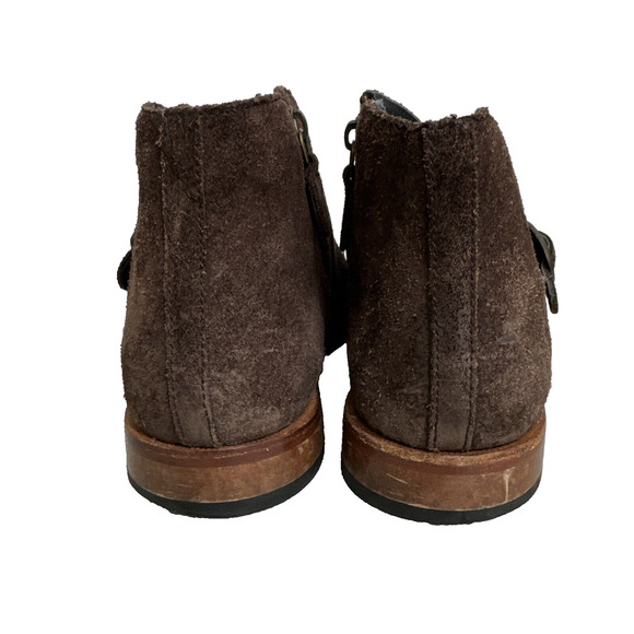 J Shoes Sz 7 Dorado Brown Nubuck Leather Double Monk Strap Booties Chelsea Boots - Picture 3 of 10